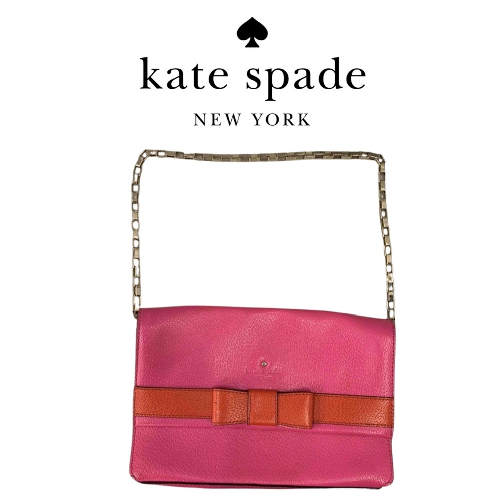 kate spade Hot Pink and Red Leather Purse with Bow